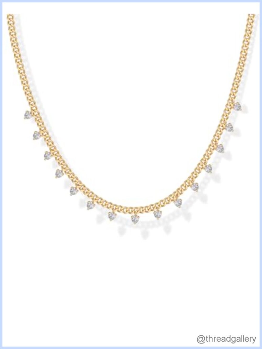 14K Gold Plated Station CZ Chain Layering Necklace 16-18"